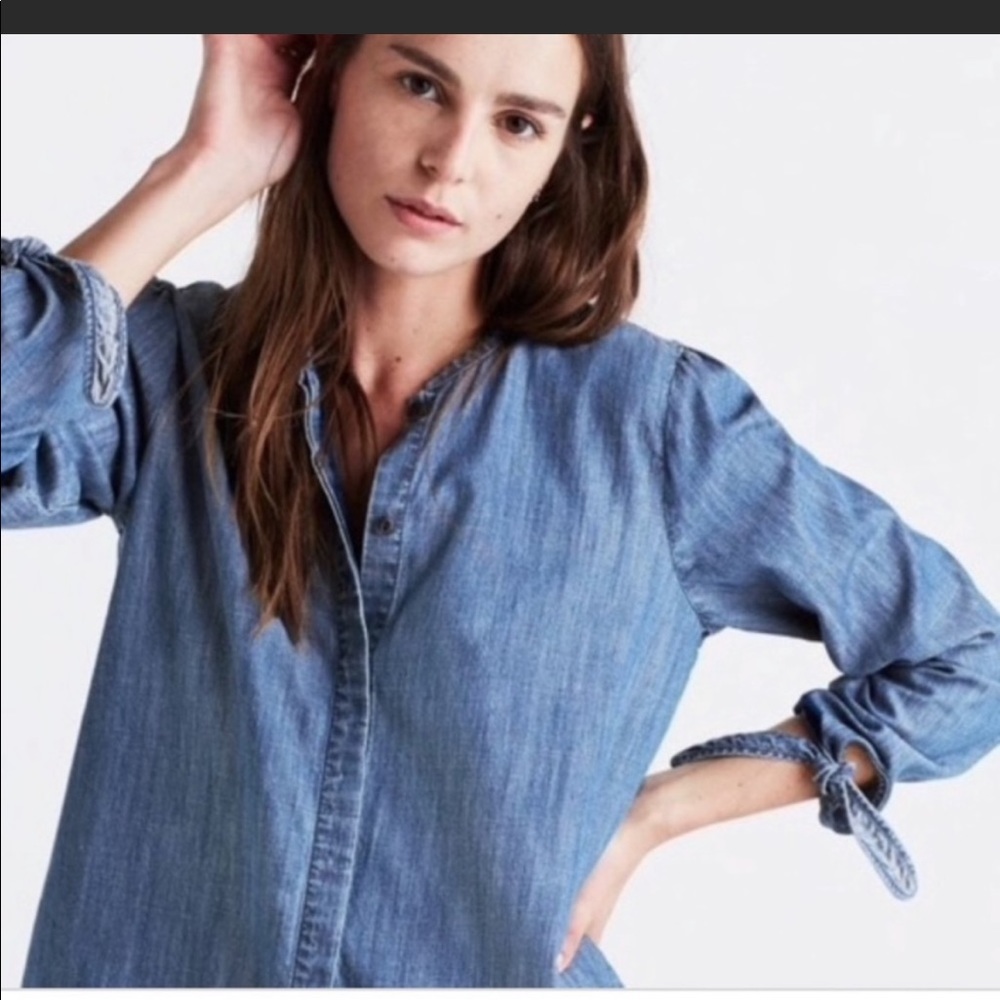 Madewell Denim Tie-Sleeve Shirt Size XS